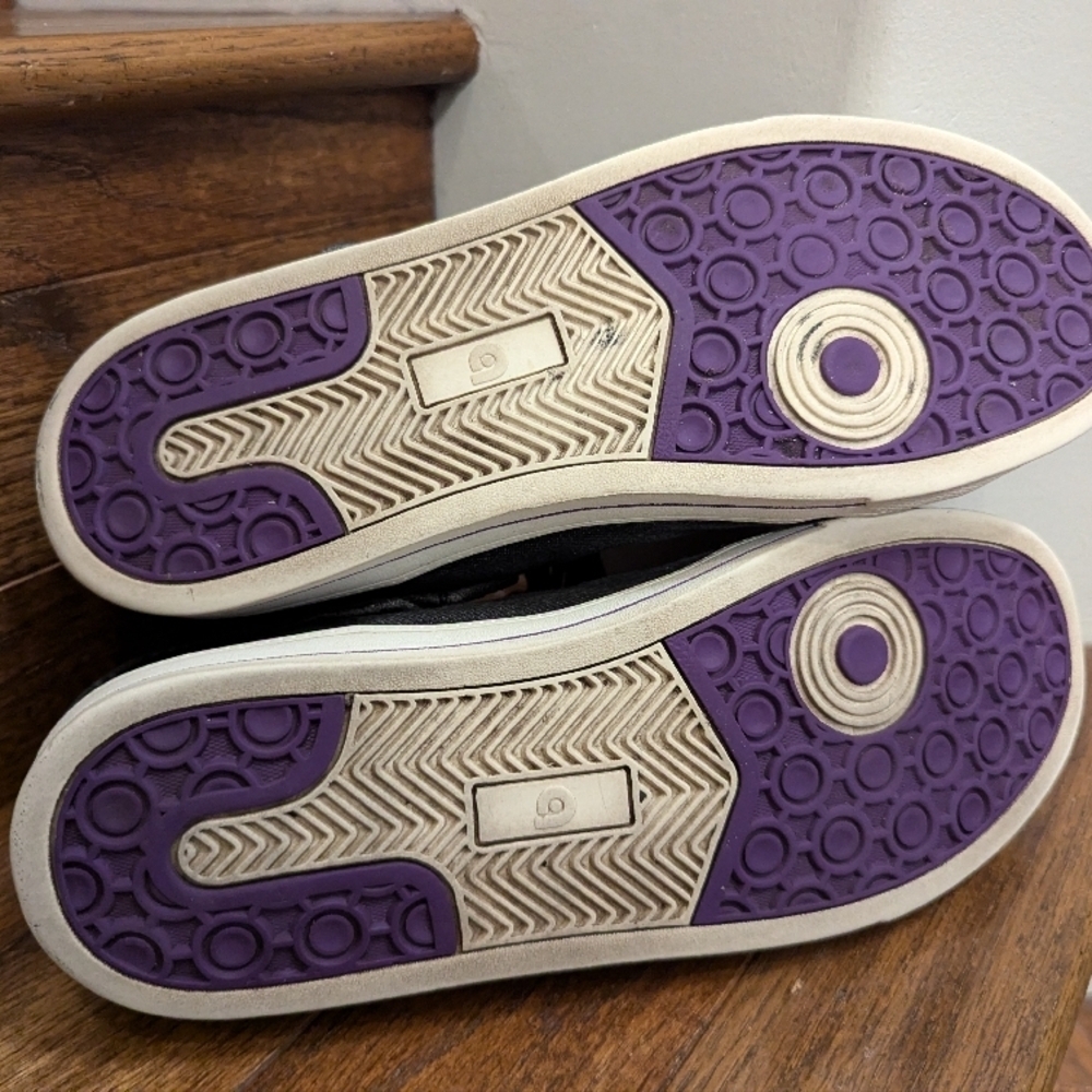 Black and Purple High-Top Vegan Leather Sneakers Sz 10 - Picture 11 of 12